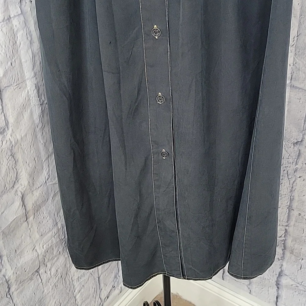 J.T. SPORTS Silk Button Up Black Long Skirt Size Small‎ - Picture 3 of 9